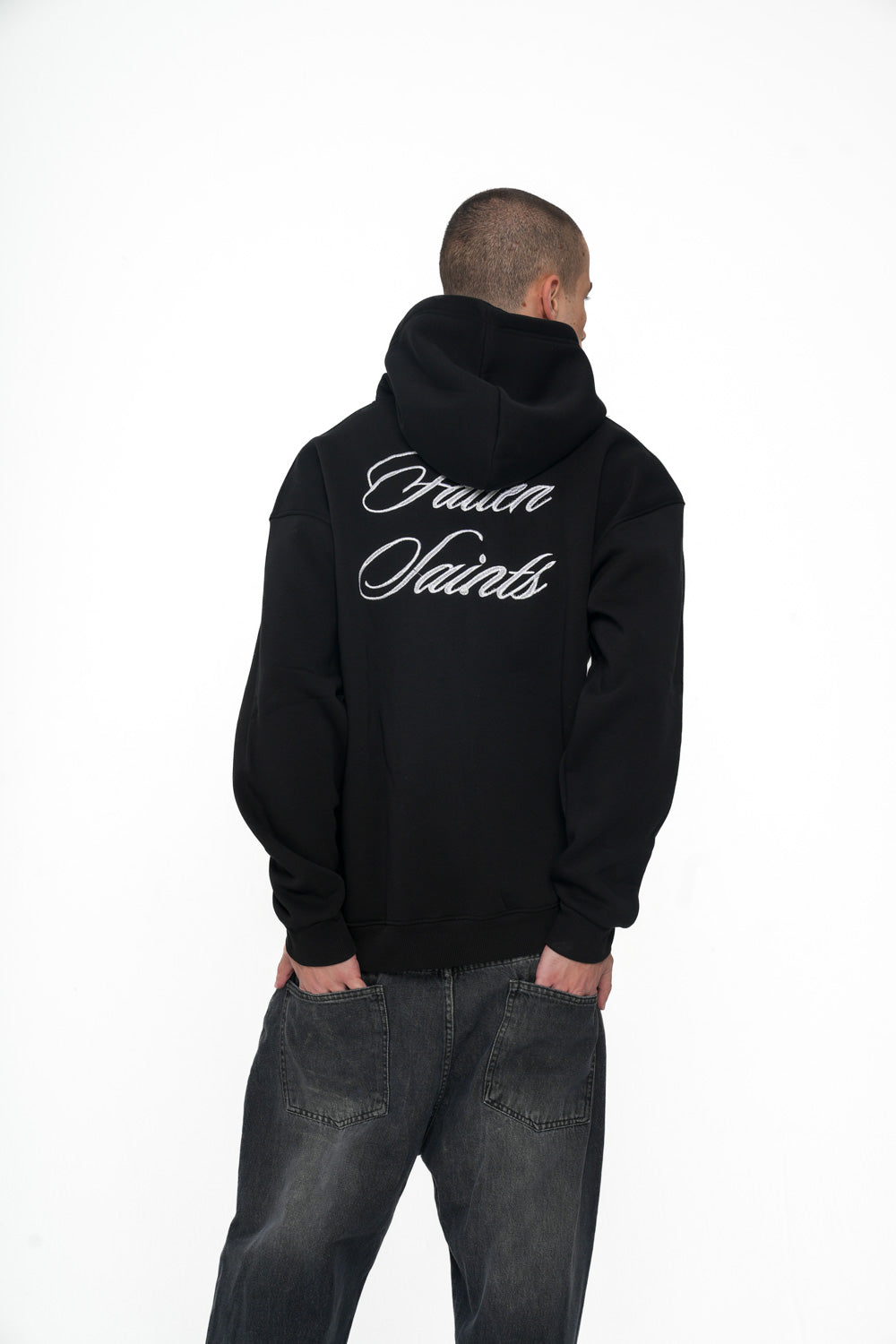 FULL ZIP-UP HOODIE IN BLACK