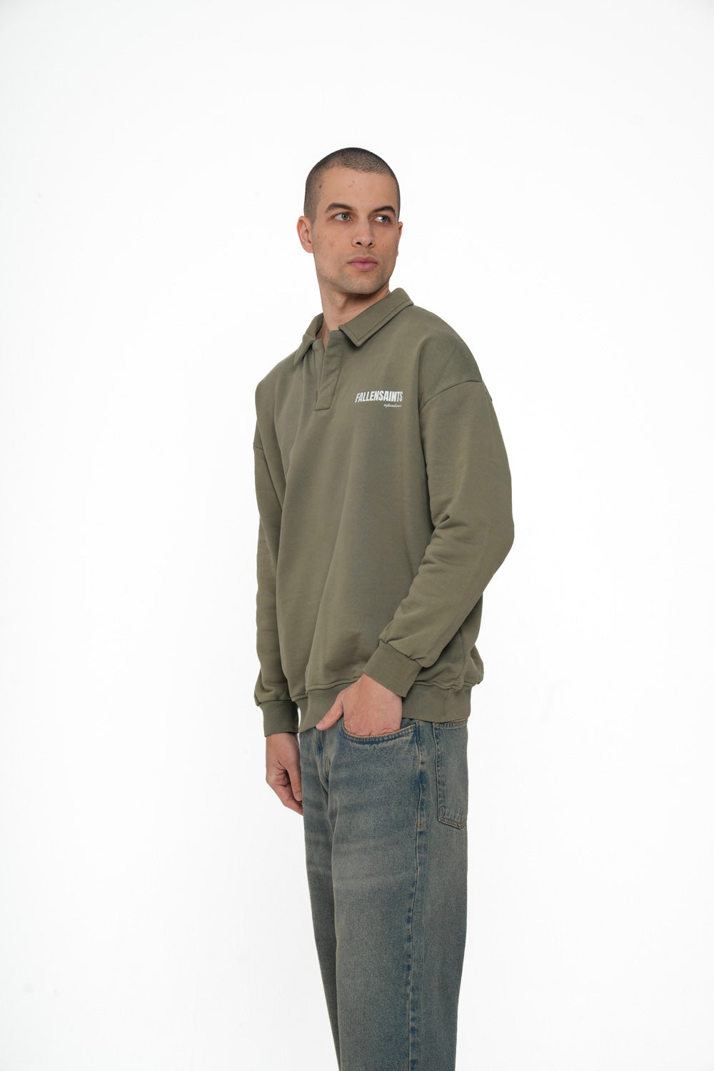 POLO SWEATER IN OLIVE GREEN