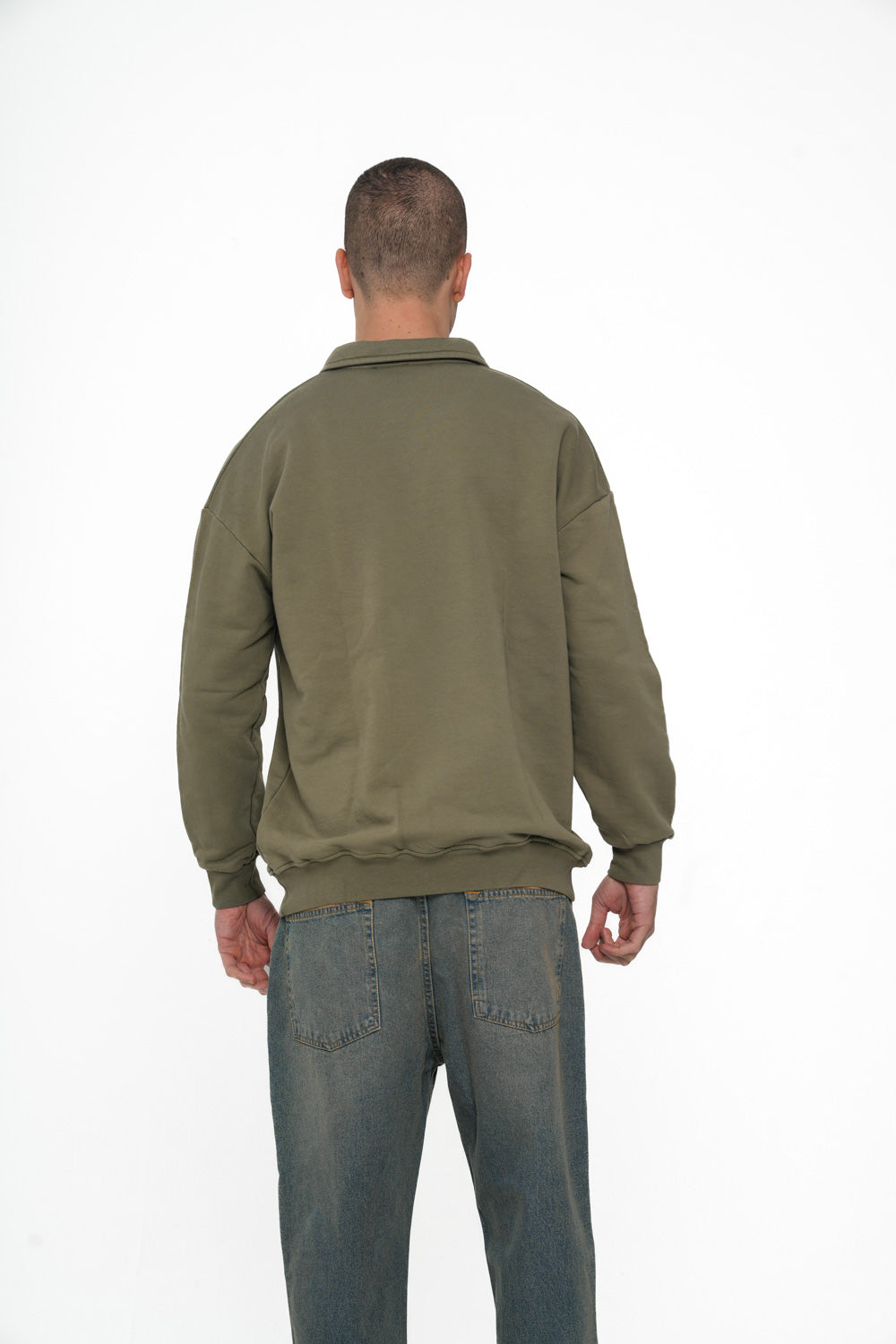 POLO SWEATER IN OLIVE GREEN