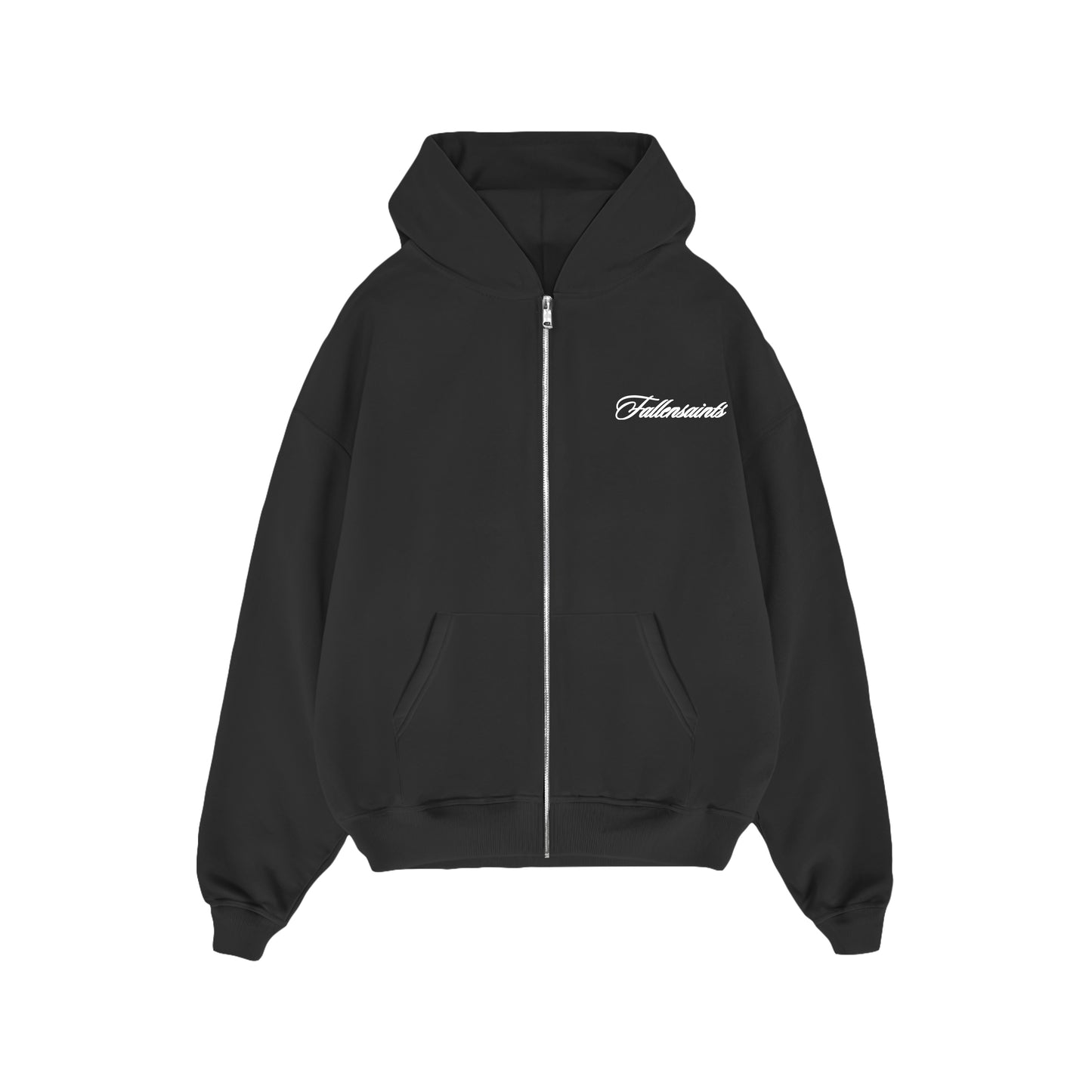 FULL ZIP-UP HOODIE IN BLACK