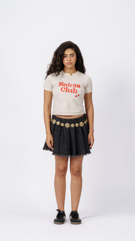 Saints Club Baby Tee in Ice Grey