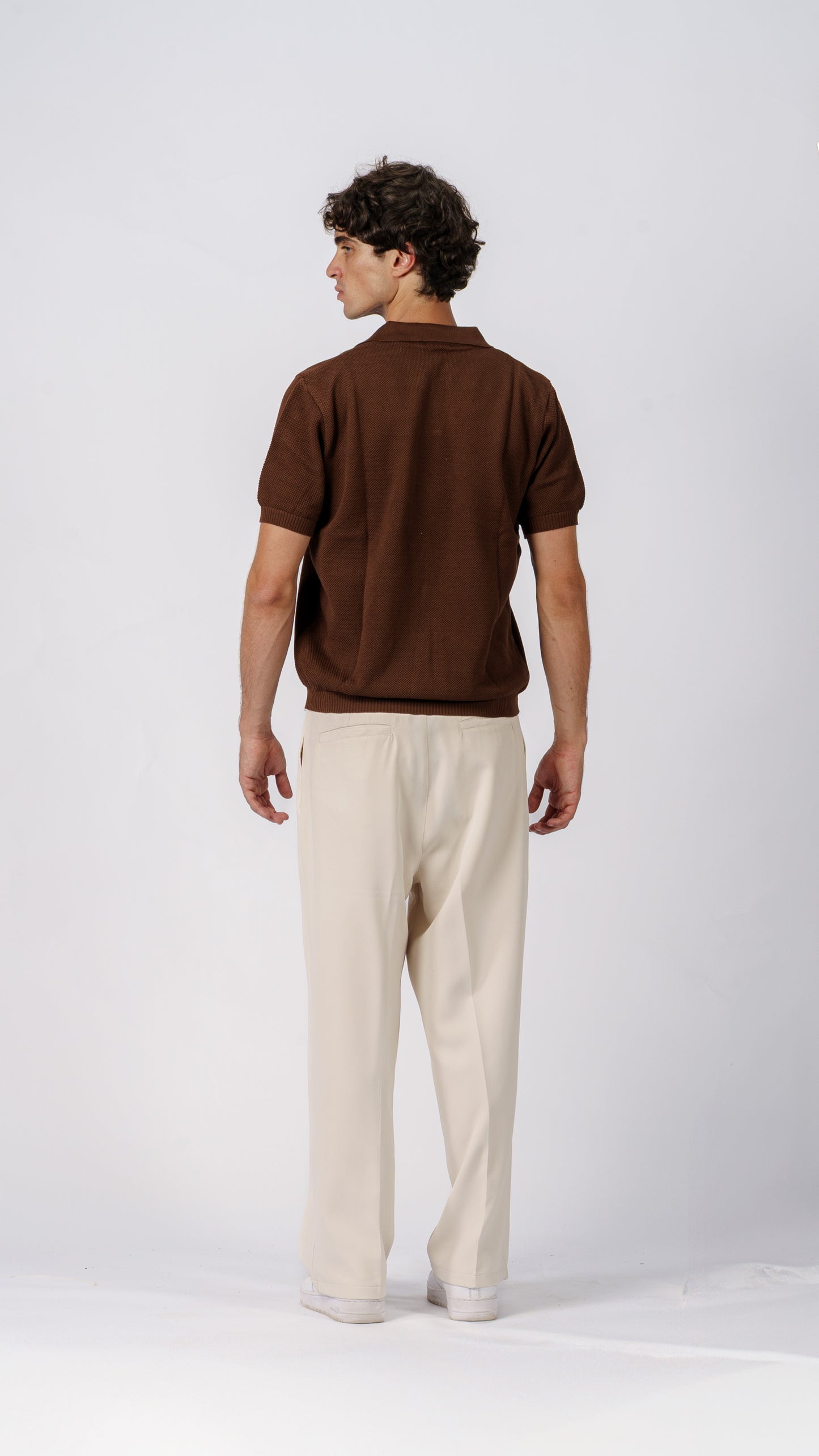 Knitted Polo in Brown