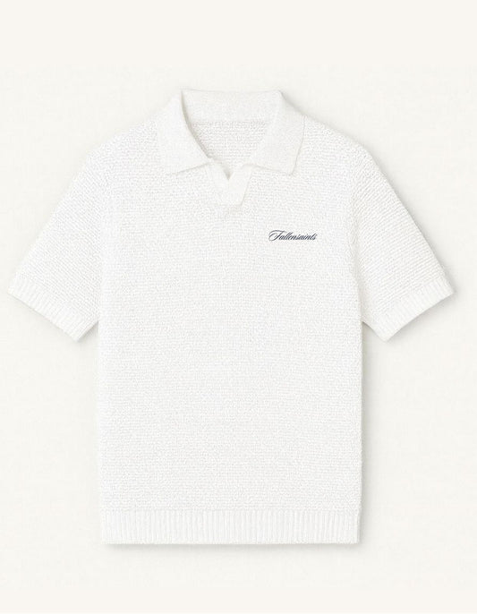 Knitted polo in white