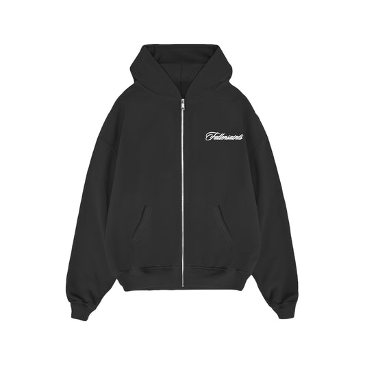 FULL ZIP-UP HOODIE IN BLACK
