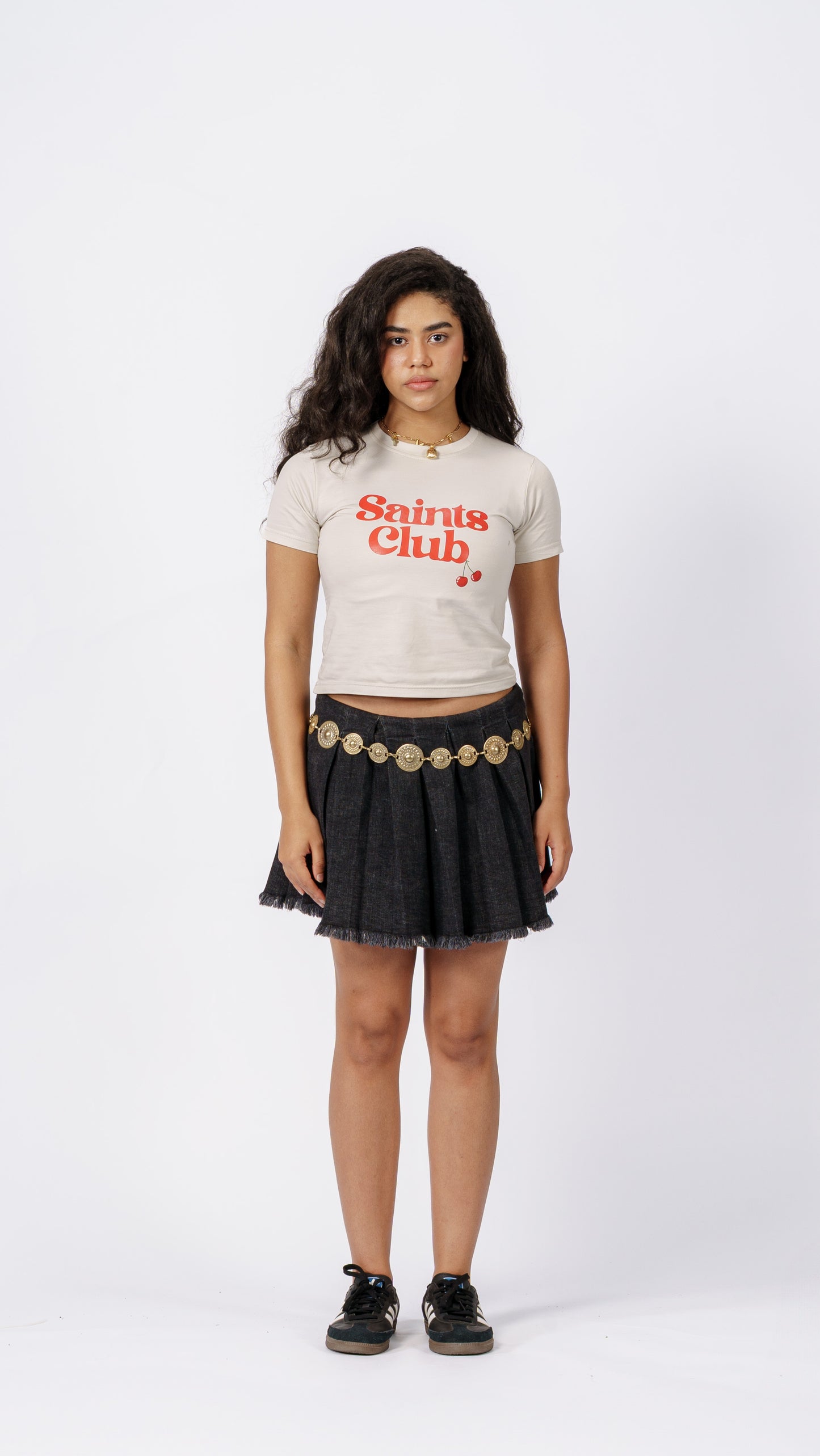 Saints Club Baby Tee in Ice Grey