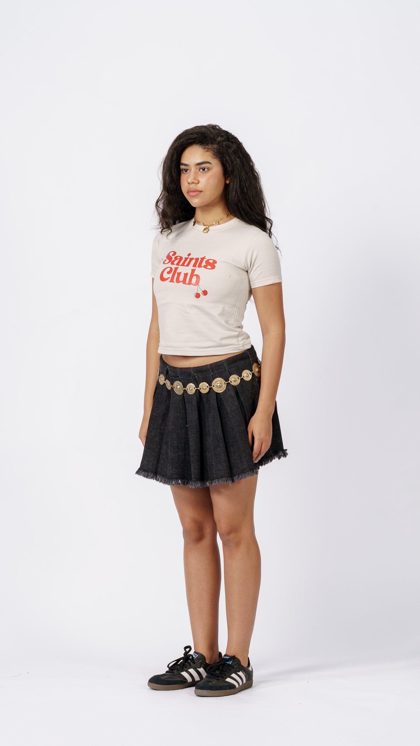 Saints Club Baby Tee in Ice Grey