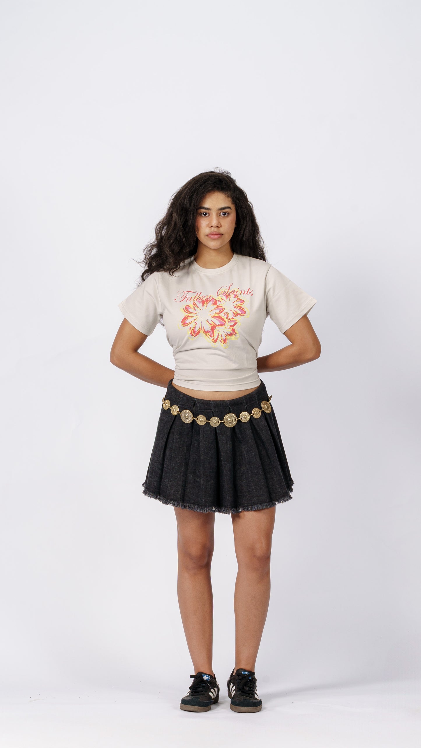 Floral Breeze Baby Tee in Ice Grey