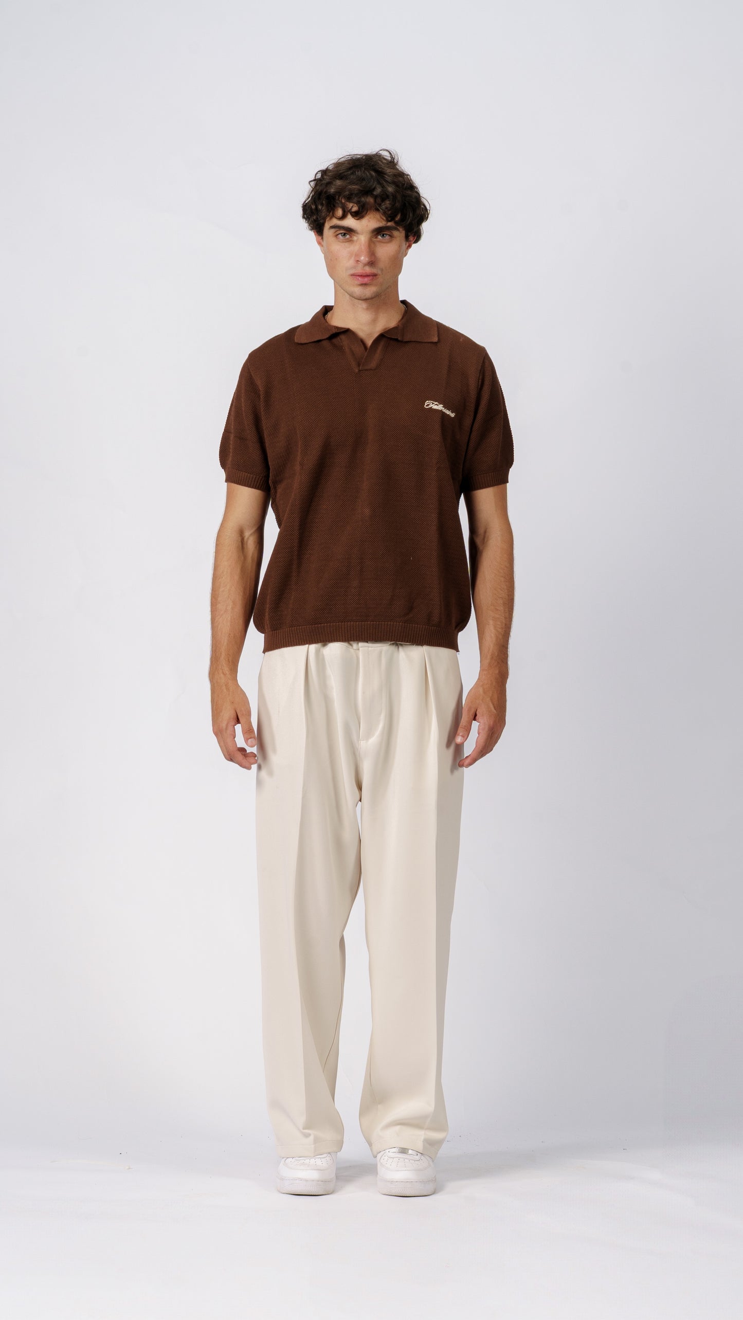 Knitted Polo in Brown