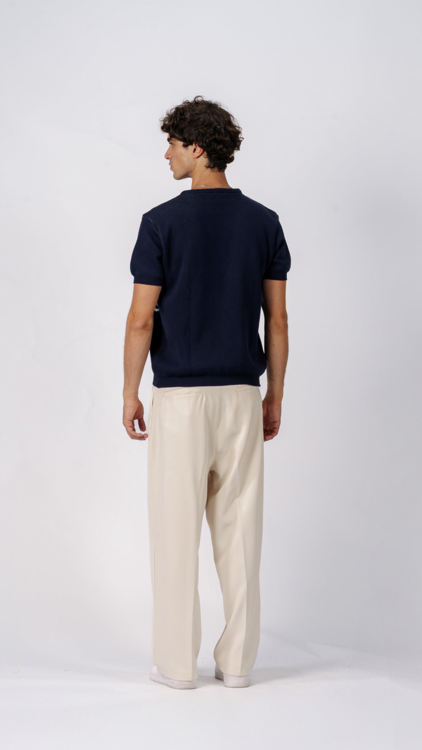 Knitted Tee in Navy Blue