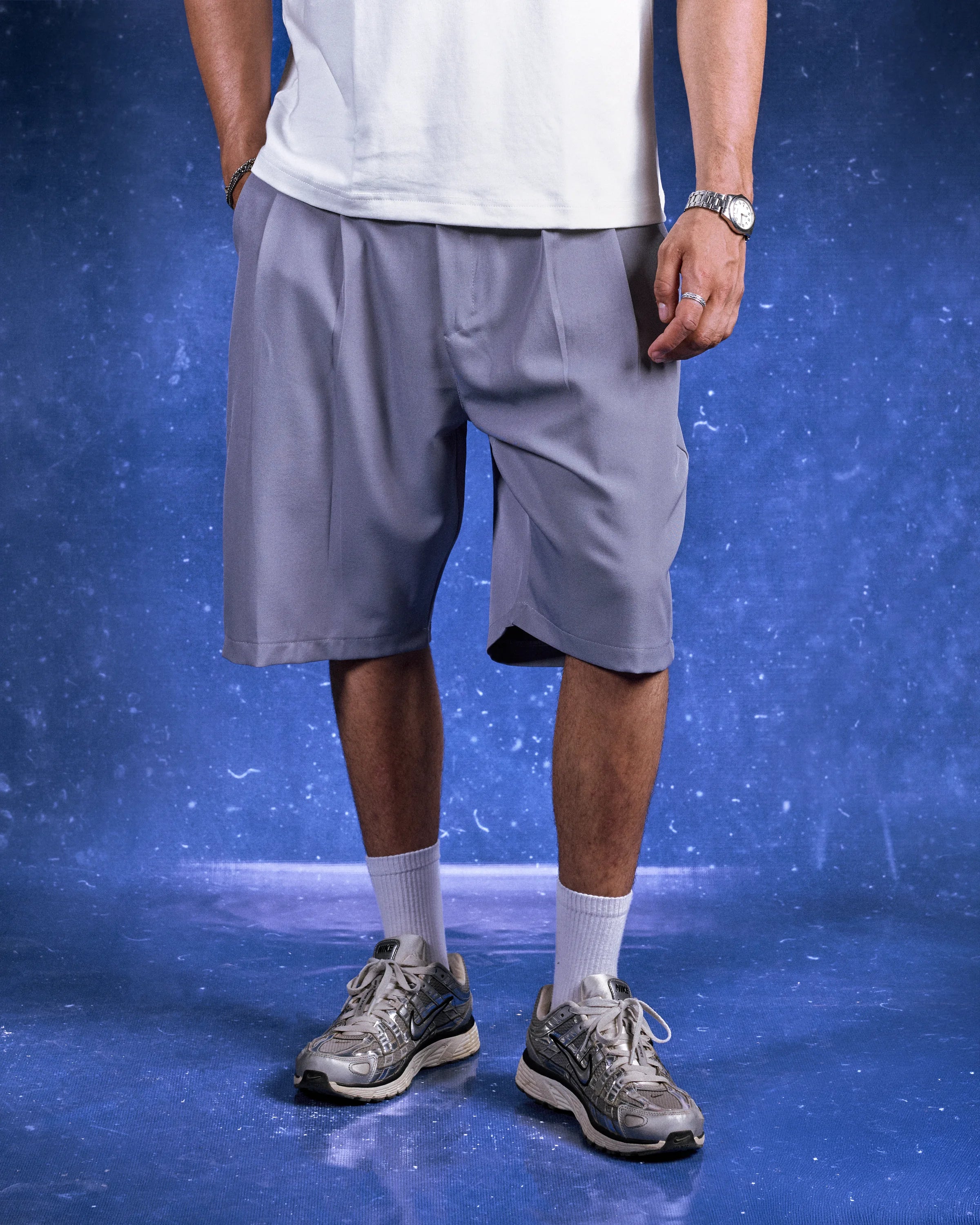 FS Pleated Shorts in Grey
