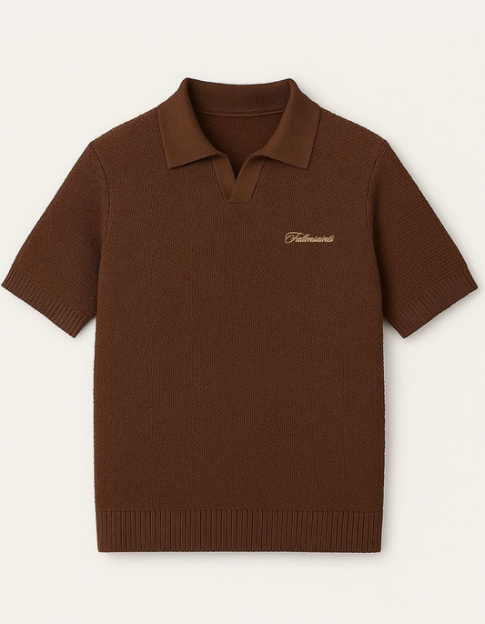 Knitted Polo in Brown
