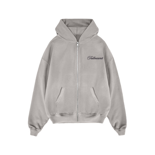 FULL ZIP-UP HOODIE IN ICE GREY