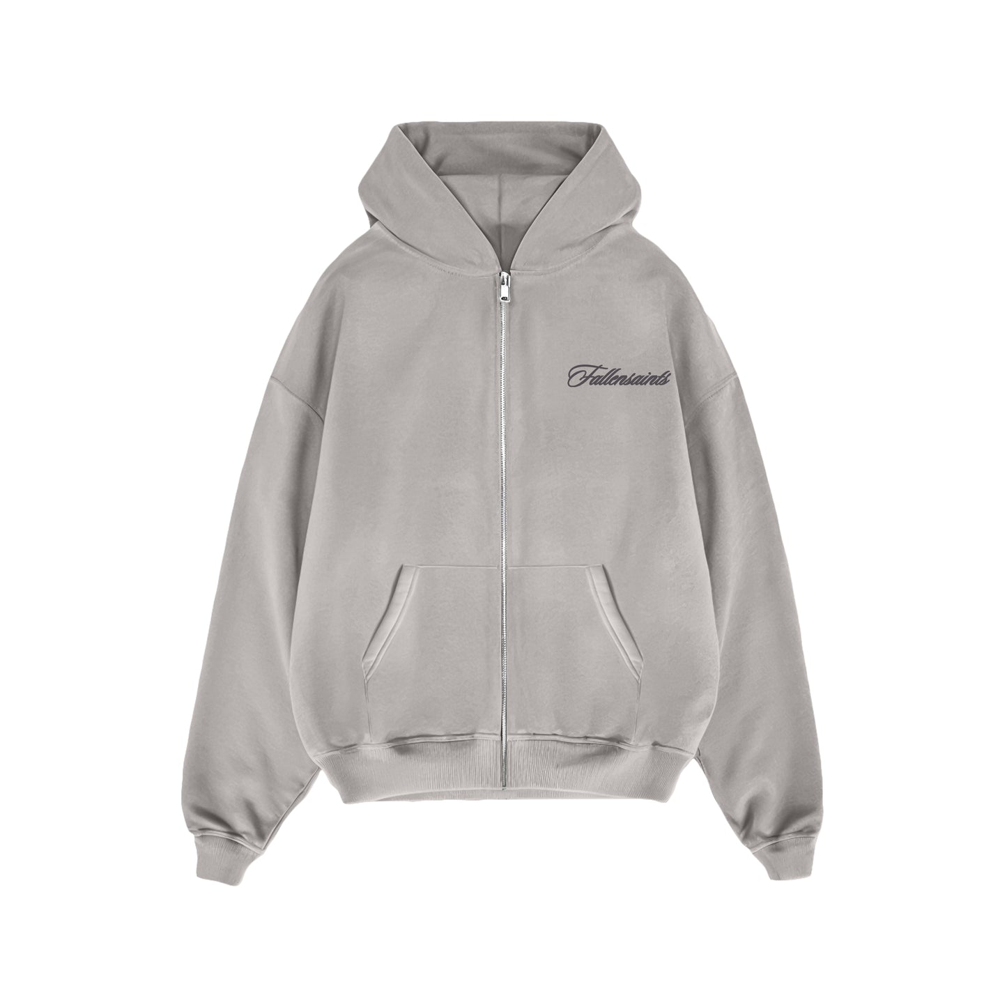 FULL ZIP-UP HOODIE IN ICE GREY