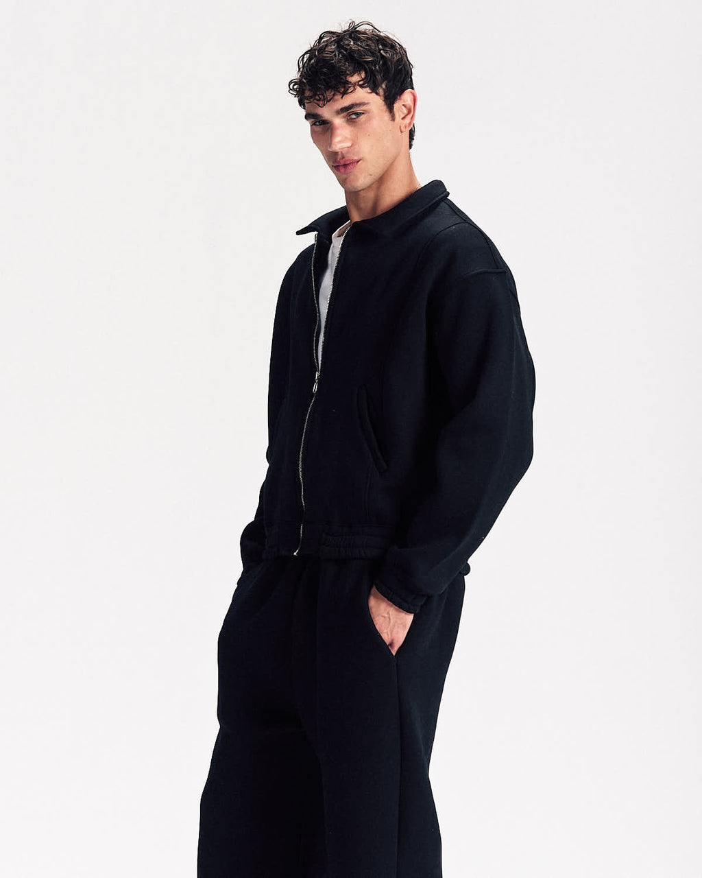 Signature Polo Zipup in Black