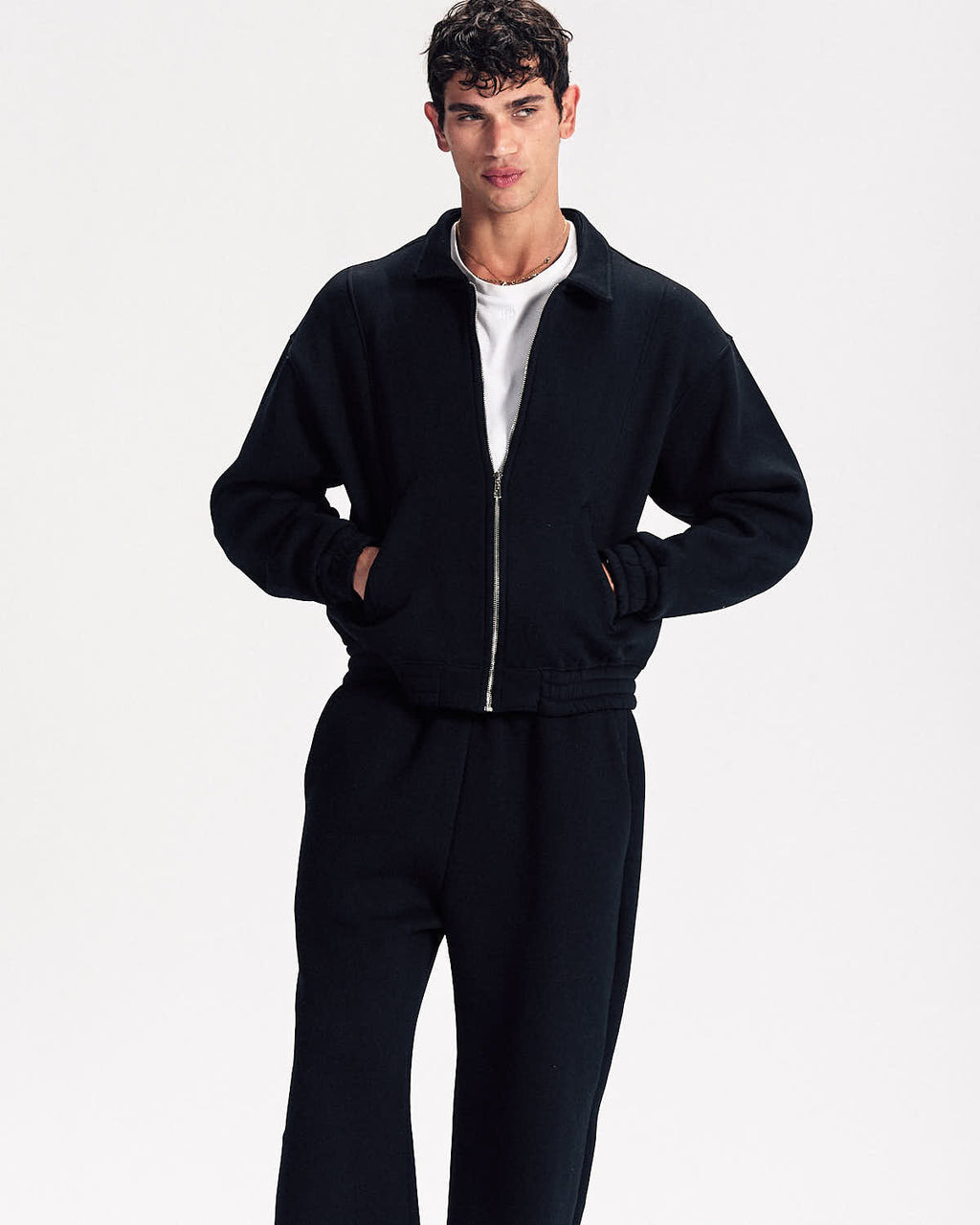 Signature Polo Zipup in Black