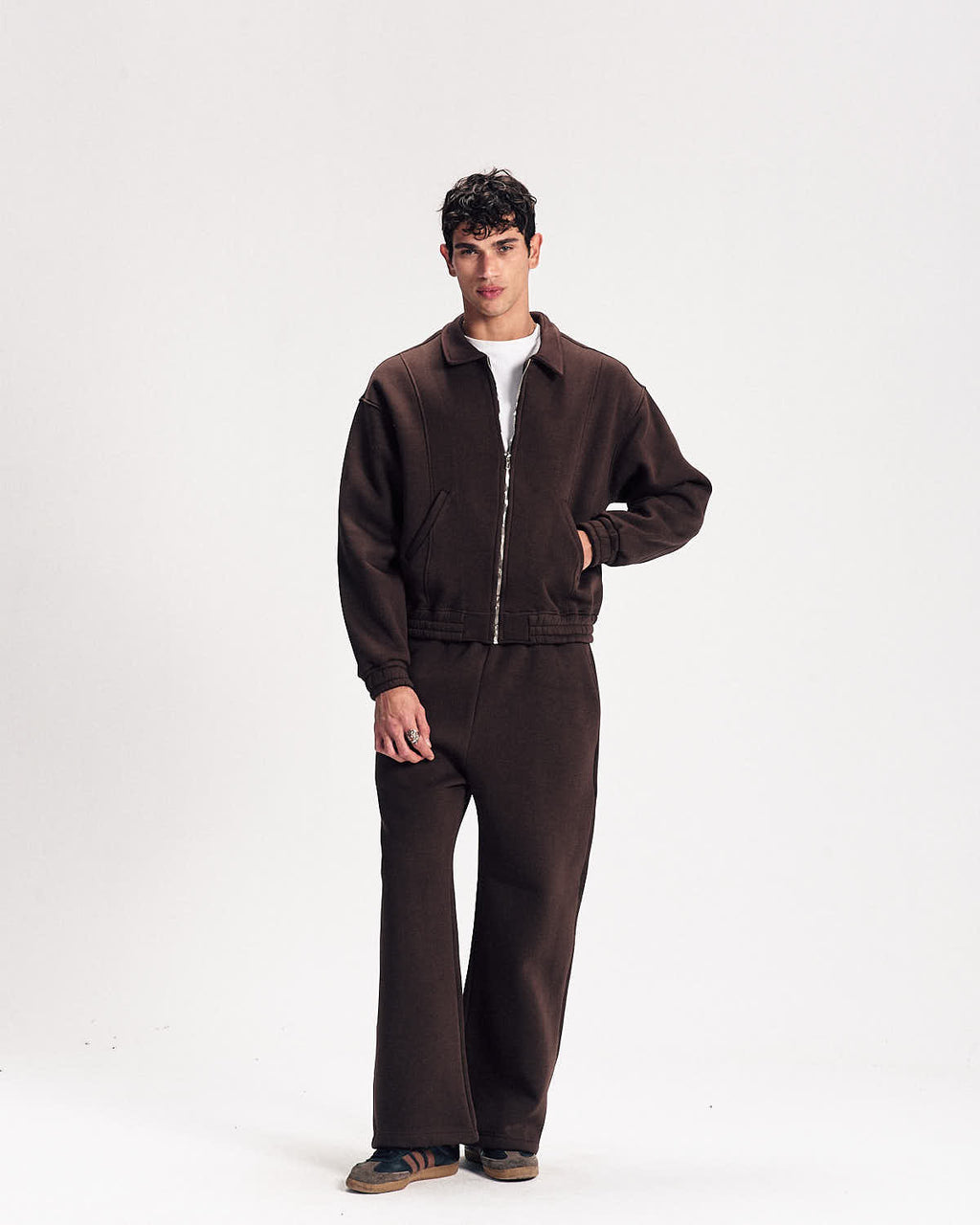 Signature Polo Zipup in Brown