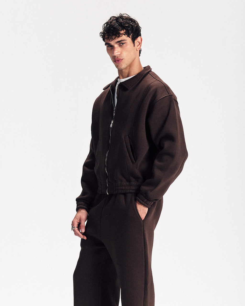 Signature Polo Zipup in Brown