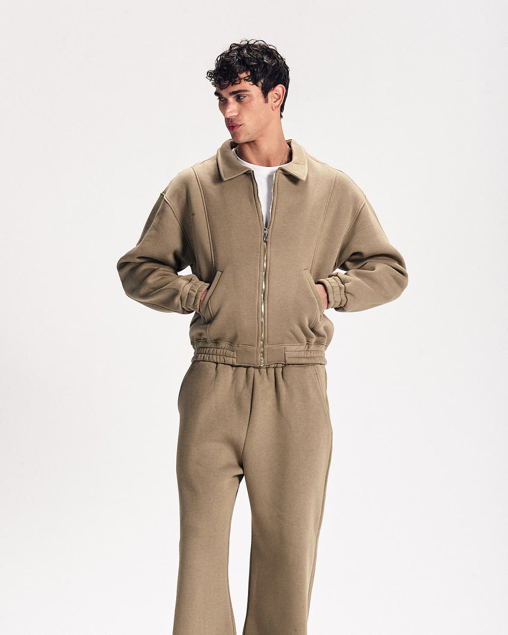 Signature Polo Zipup in Beige