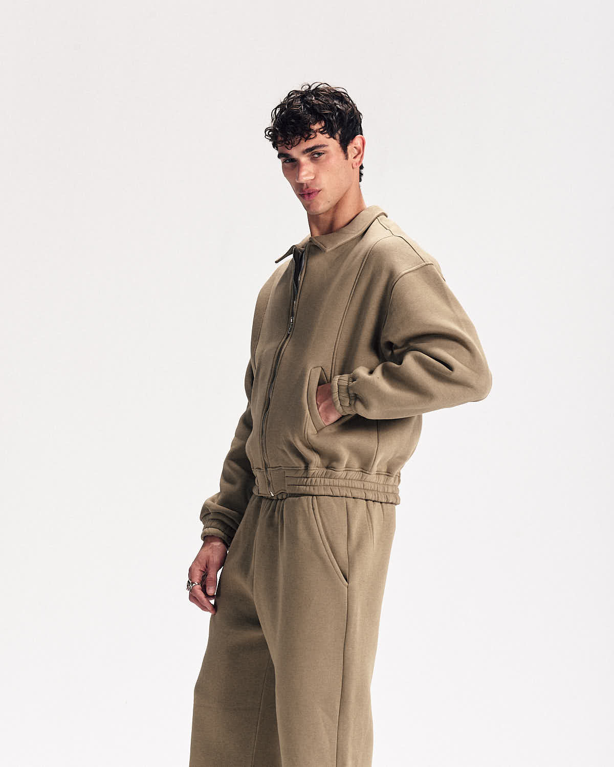 Signature Polo Zipup in Beige